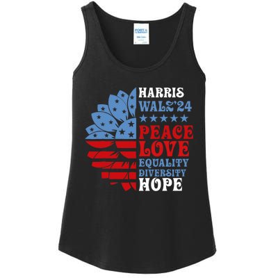 Harriswaltz Forward 2024 Kamala Harris Peace Love Ladies Essential Tank