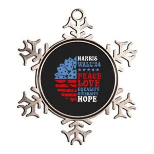 Harriswaltz Forward 2024 Kamala Harris Peace Love Metallic Star Ornament