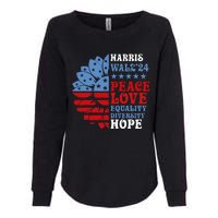 Harriswaltz Forward 2024 Kamala Harris Peace Love Womens California Wash Sweatshirt