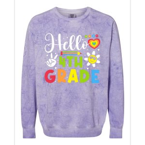 Hello Fourth 4th Grade Happy First Day Of School Colorblast Crewneck Sweatshirt