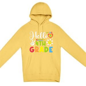 Hello Fourth 4th Grade Happy First Day Of School Premium Pullover Hoodie