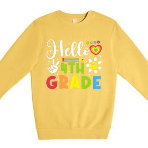 Hello Fourth 4th Grade Happy First Day Of School Premium Crewneck Sweatshirt