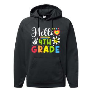 Hello Fourth 4th Grade Happy First Day Of School Performance Fleece Hoodie