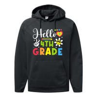 Hello Fourth 4th Grade Happy First Day Of School Performance Fleece Hoodie