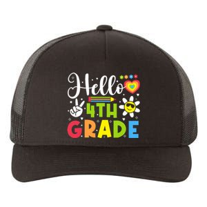 Hello Fourth 4th Grade Happy First Day Of School Yupoong Adult 5-Panel Trucker Hat