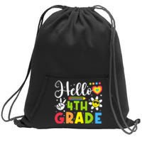 Hello Fourth 4th Grade Happy First Day Of School Sweatshirt Cinch Pack Bag