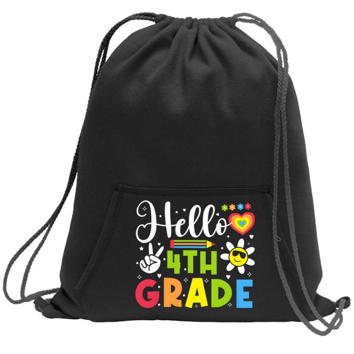 Hello Fourth 4th Grade Happy First Day Of School Sweatshirt Cinch Pack Bag