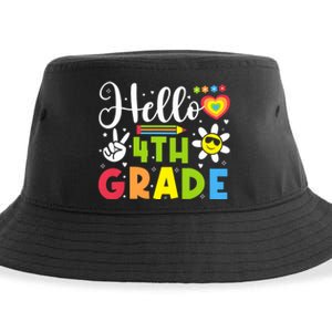 Hello Fourth 4th Grade Happy First Day Of School Sustainable Bucket Hat