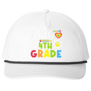 Hello Fourth 4th Grade Happy First Day Of School Snapback Five-Panel Rope Hat