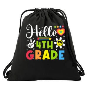 Hello Fourth 4th Grade Happy First Day Of School Drawstring Bag