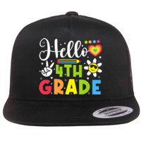 Hello Fourth 4th Grade Happy First Day Of School Flat Bill Trucker Hat