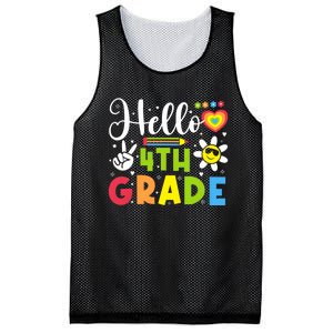 Hello Fourth 4th Grade Happy First Day Of School Mesh Reversible Basketball Jersey Tank