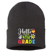 Hello Fourth 4th Grade Happy First Day Of School Sustainable Knit Beanie