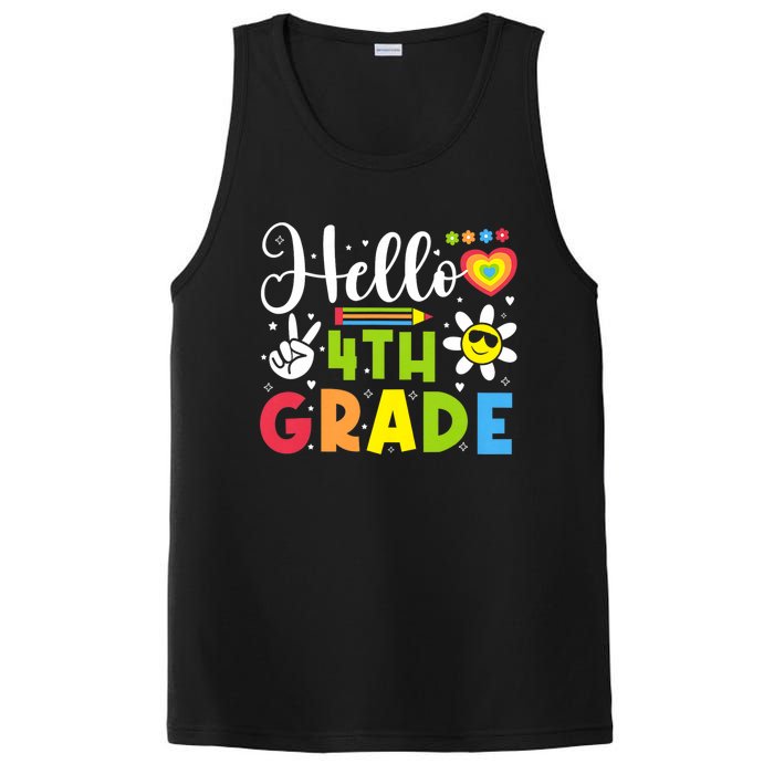 Hello Fourth 4th Grade Happy First Day Of School PosiCharge Competitor Tank