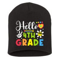 Hello Fourth 4th Grade Happy First Day Of School Short Acrylic Beanie