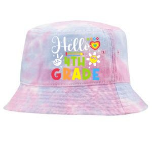 Hello Fourth 4th Grade Happy First Day Of School Tie-Dyed Bucket Hat