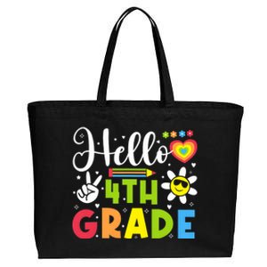 Hello Fourth 4th Grade Happy First Day Of School Cotton Canvas Jumbo Tote