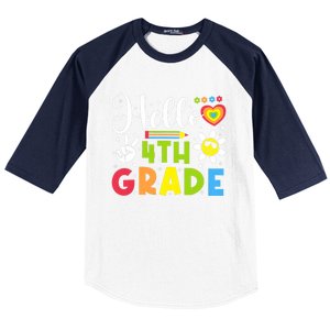 Hello Fourth 4th Grade Happy First Day Of School Baseball Sleeve Shirt