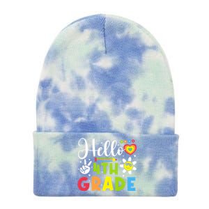 Hello Fourth 4th Grade Happy First Day Of School Tie Dye 12in Knit Beanie