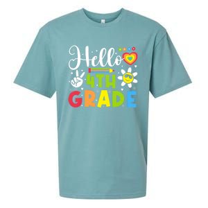 Hello Fourth 4th Grade Happy First Day Of School Sueded Cloud Jersey T-Shirt