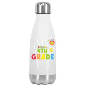 Hello Fourth 4th Grade Happy First Day Of School Stainless Steel Insulated Water Bottle