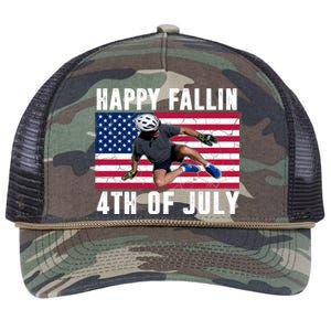 Happy Fallen 4th Of July Funny Joe Biden Bicycle Retro Rope Trucker Hat Cap