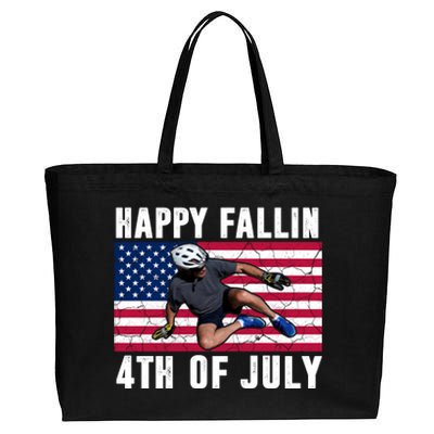 Happy Fallen 4th Of July Funny Joe Biden Bicycle Cotton Canvas Jumbo Tote