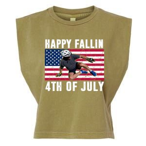 Happy Fallen 4th Of July Funny Joe Biden Bicycle Garment-Dyed Women's Muscle Tee