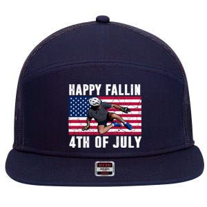 Happy Fallen 4th Of July Funny Joe Biden Bicycle 7 Panel Mesh Trucker Snapback Hat