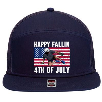 Happy Fallen 4th Of July Funny Joe Biden Bicycle 7 Panel Mesh Trucker Snapback Hat