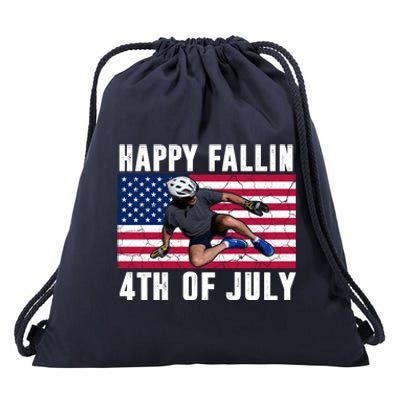 Happy Fallen 4th Of July Funny Joe Biden Bicycle Drawstring Bag