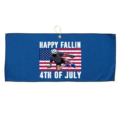 Happy Fallen 4th Of July Funny Joe Biden Bicycle Large Microfiber Waffle Golf Towel