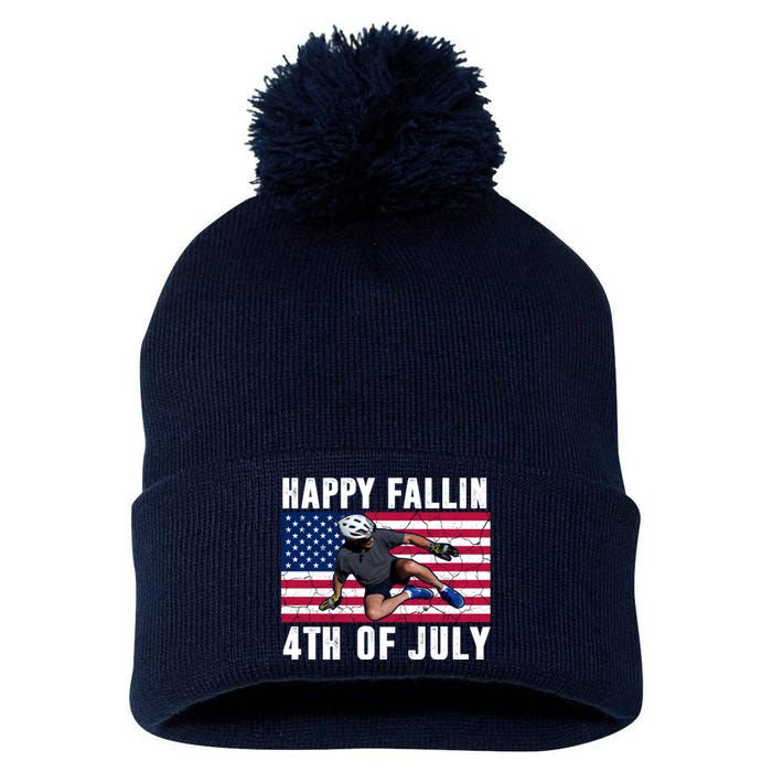 Happy Fallen 4th Of July Funny Joe Biden Bicycle Pom Pom 12in Knit Beanie