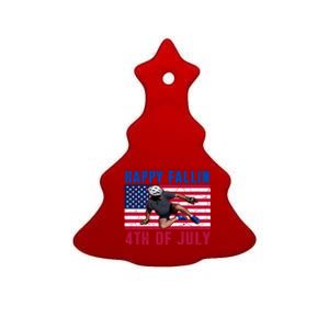 Happy Fallen 4th Of July Funny Joe Biden Bicycle Ceramic Tree Ornament