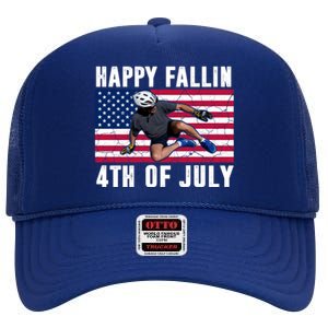 Happy Fallen 4th Of July Funny Joe Biden Bicycle High Crown Mesh Back Trucker Hat