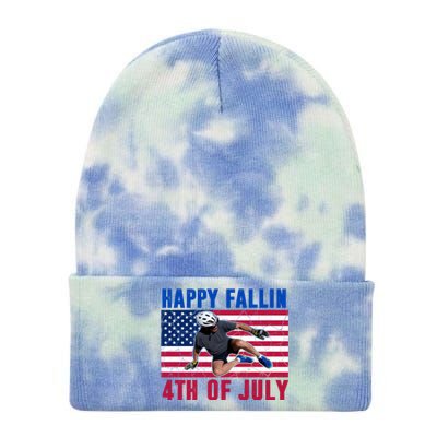 Happy Fallen 4th Of July Funny Joe Biden Bicycle Tie Dye 12in Knit Beanie