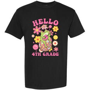 Hello Fourth 4th Grade Back To School Groovy Frog Funny Garment-Dyed Heavyweight T-Shirt