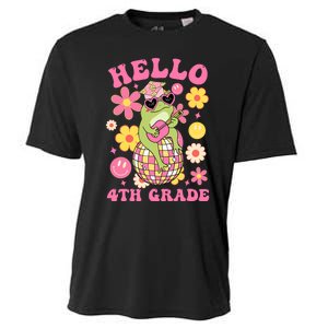 Hello Fourth 4th Grade Back To School Groovy Frog Funny Cooling Performance Crew T-Shirt