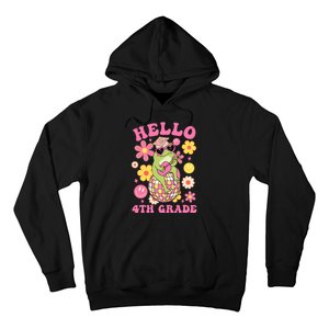 Hello Fourth 4th Grade Back To School Groovy Frog Funny Hoodie