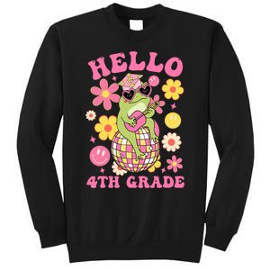 Hello Fourth 4th Grade Back To School Groovy Frog Funny Sweatshirt