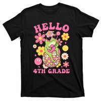 Hello Fourth 4th Grade Back To School Groovy Frog Funny T-Shirt