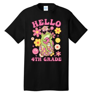 Hello Fourth 4th Grade Back To School Groovy Frog Funny Tall T-Shirt