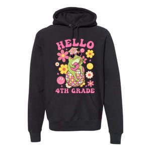 Hello Fourth 4th Grade Back To School Groovy Frog Funny Premium Hoodie