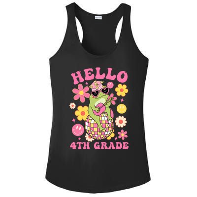 Hello Fourth 4th Grade Back To School Groovy Frog Funny Ladies PosiCharge Competitor Racerback Tank