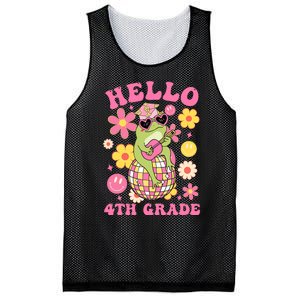 Hello Fourth 4th Grade Back To School Groovy Frog Funny Mesh Reversible Basketball Jersey Tank