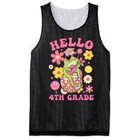 Hello Fourth 4th Grade Back To School Groovy Frog Funny Mesh Reversible Basketball Jersey Tank