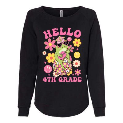 Hello Fourth 4th Grade Back To School Groovy Frog Funny Womens California Wash Sweatshirt