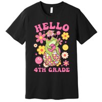 Hello Fourth 4th Grade Back To School Groovy Frog Funny Premium T-Shirt