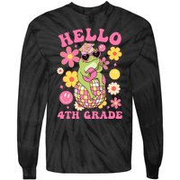 Hello Fourth 4th Grade Back To School Groovy Frog Funny Tie-Dye Long Sleeve Shirt