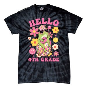 Hello Fourth 4th Grade Back To School Groovy Frog Funny Tie-Dye T-Shirt